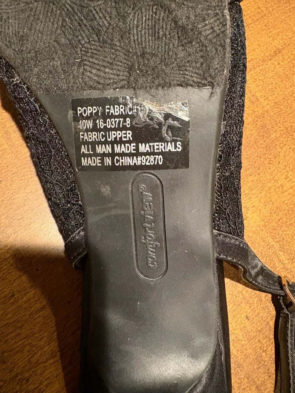 Comfortview Poppy Black Lace Satin Bow Slingback Kitten Heels Size 10W - Picture 7 of 11